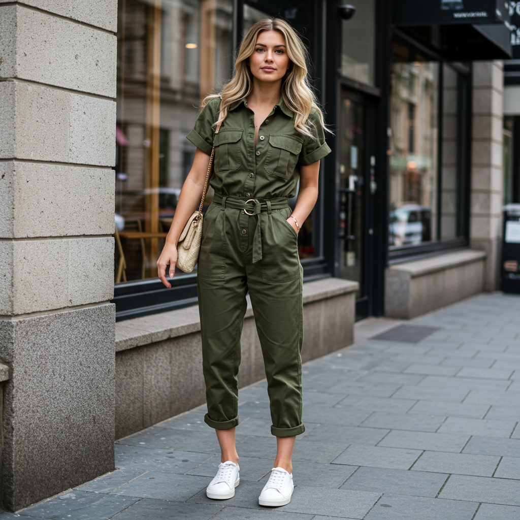 Casual Jumpsuit & Sneakers