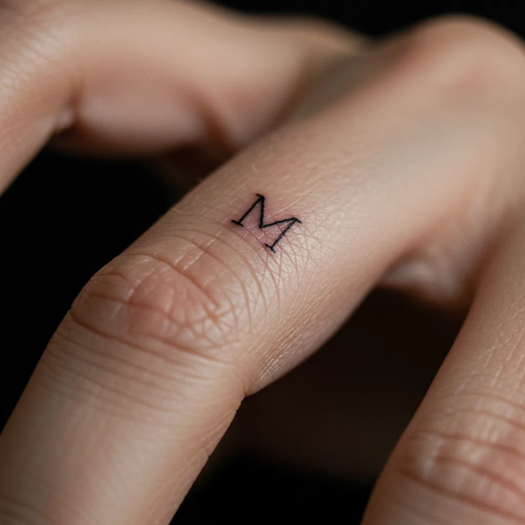 Finger Initial Dot Tattoo