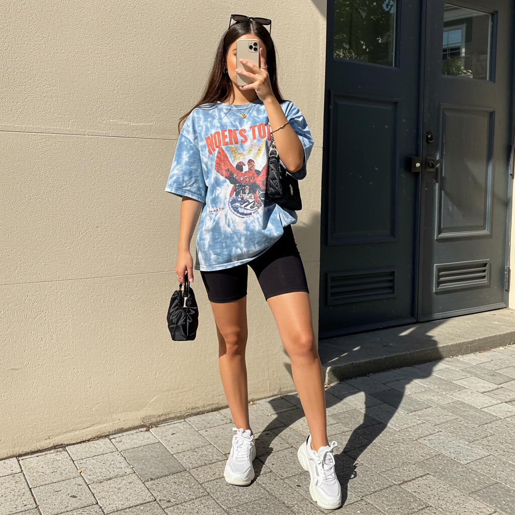 Oversized Tee & Bike Shorts