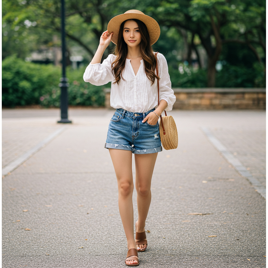 Shorts & Peasant Blouse