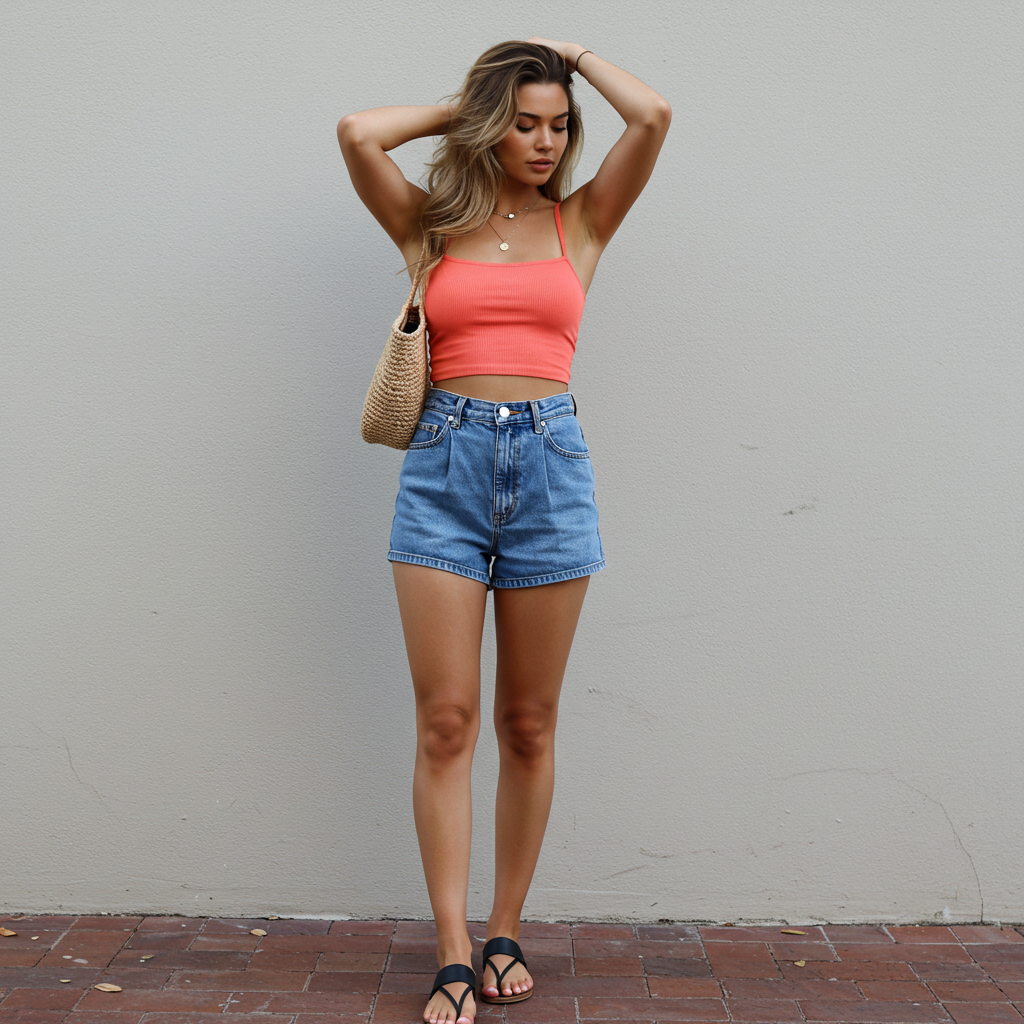 Women’s Crop Top & High-Waist Shorts