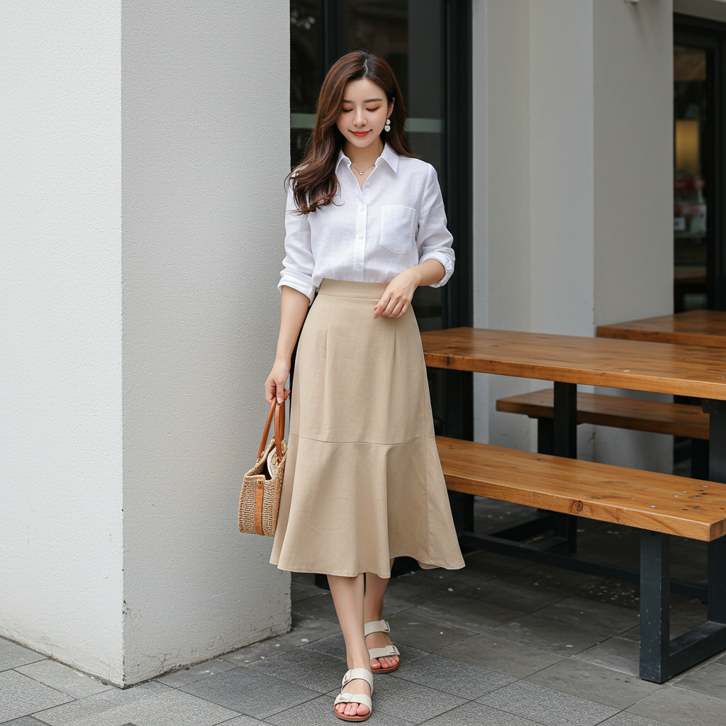 Women’s Linen Shirt & Midi Skirt