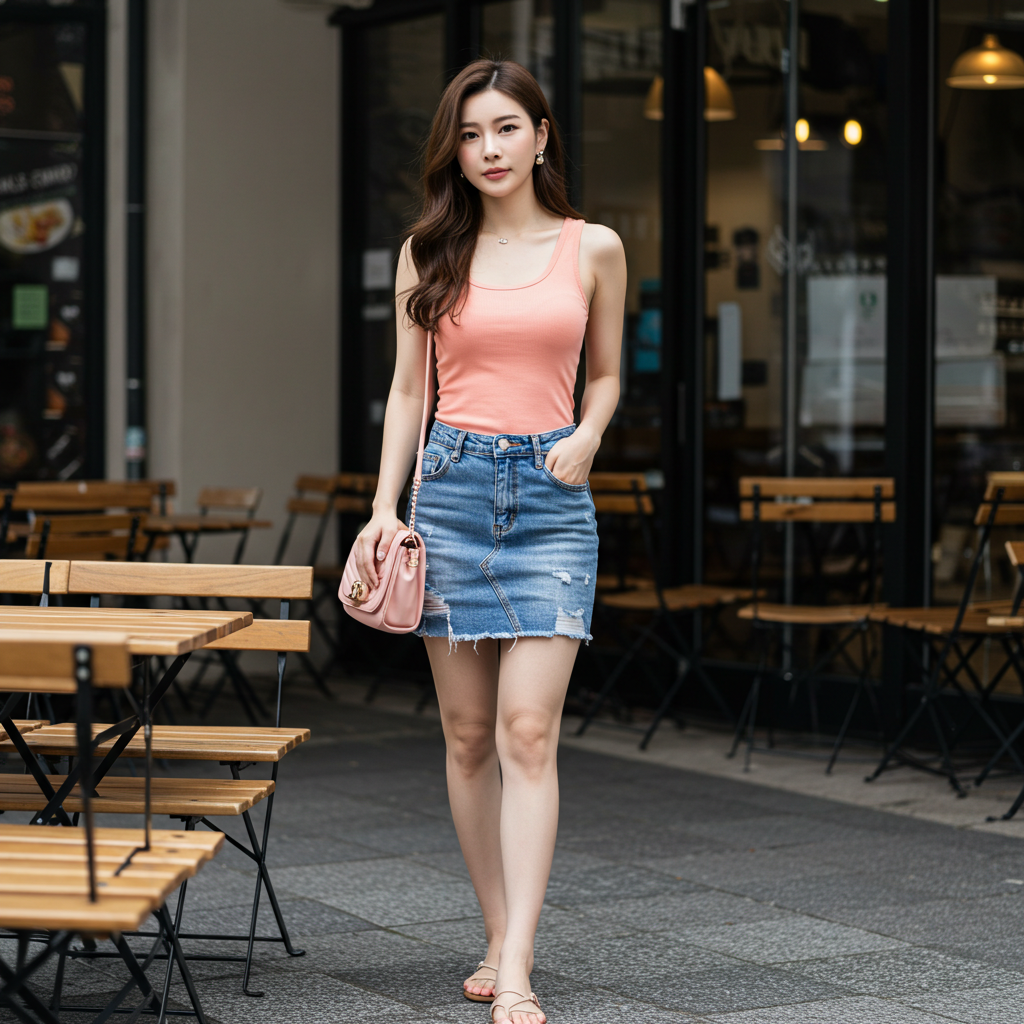 Women’s Tank & Denim Skirt