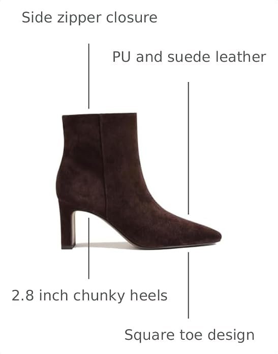 Chunky Heel Square Toe Ankle Boots - 5