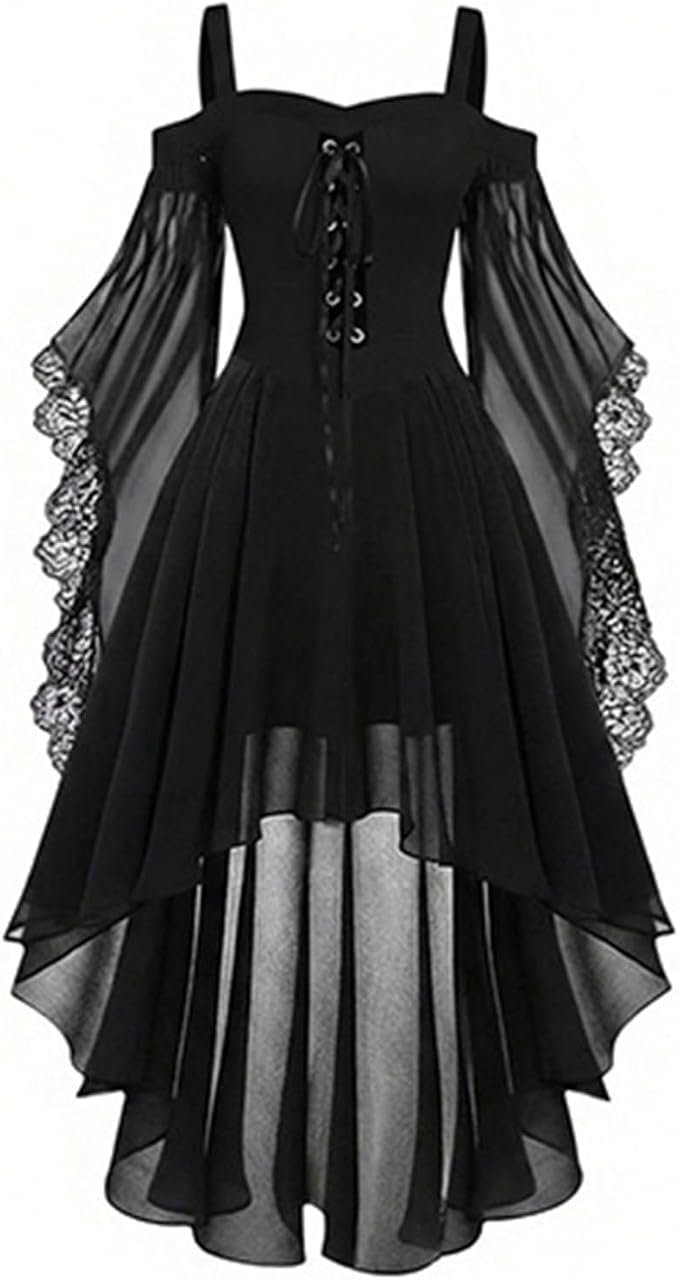 Gothic Butterfly Sleeve Witch Dress - 3